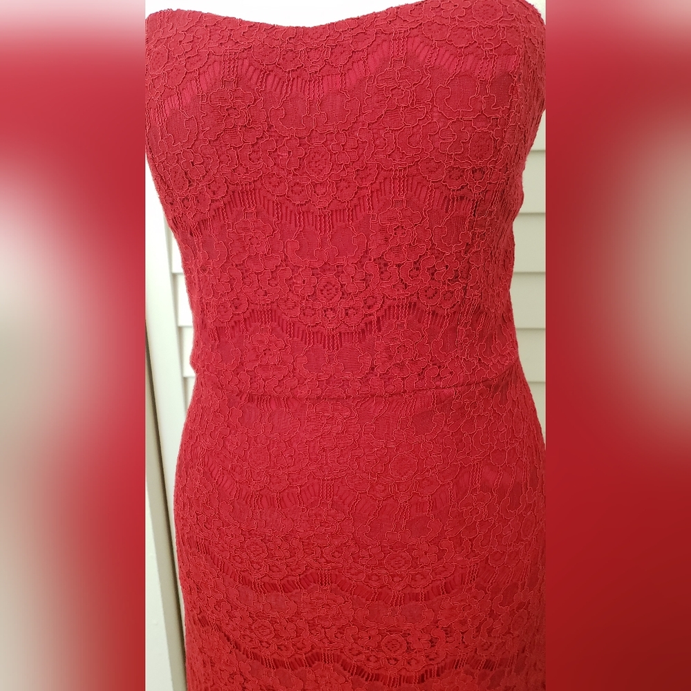 H&M Stapless Red Lace Sexy Dress Size L - Picture 3 of 12